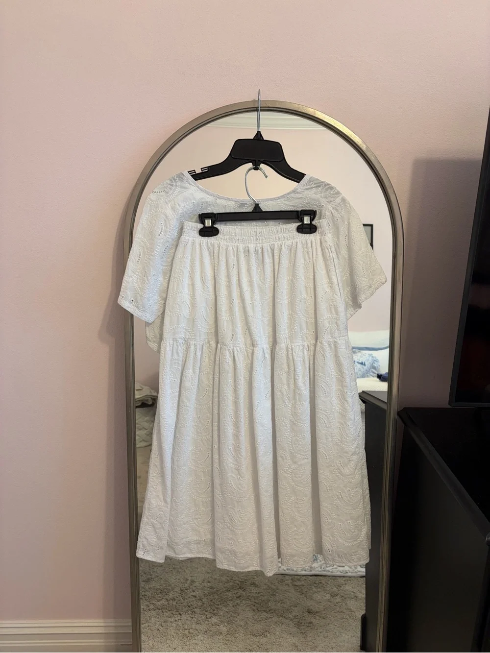 Free People White Eyelet Tiered Midi Dress